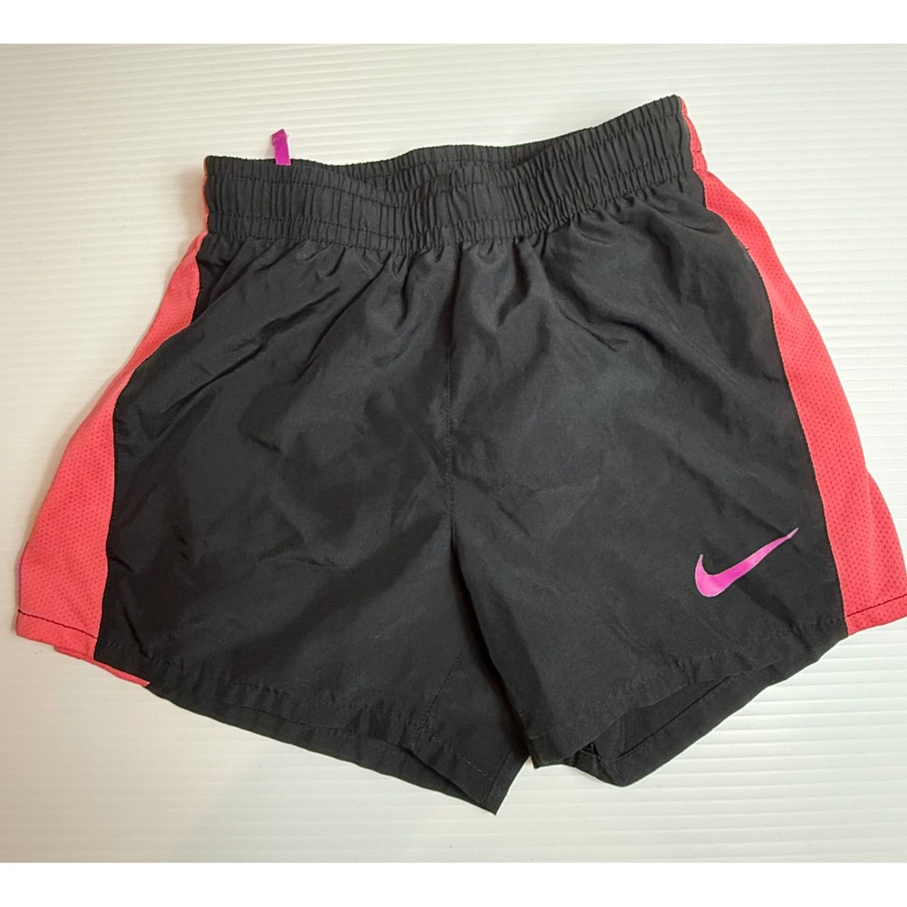 Nike Dri-FIT Athletic Running Shorts Kids Size M Black Pink Drawstring